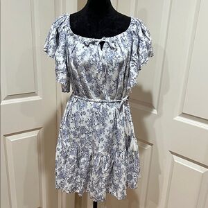 Cynthia Rowley, woman’s, blue & white, above the knee, dress. Size large.